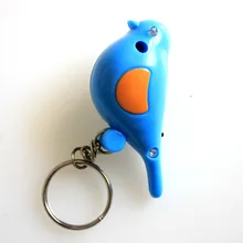 2016 new style whistle key finder birds key chains led light led flashlight for kids gift custom logo birds keychain free dhl