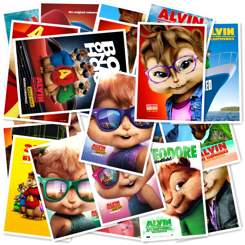 

A1-7# Alvin and the Chipmunks 20/pcs PVC Series Sticker Home Decor Fridge Styling Wall Travel Suitcase Graffiti Styling Stickers