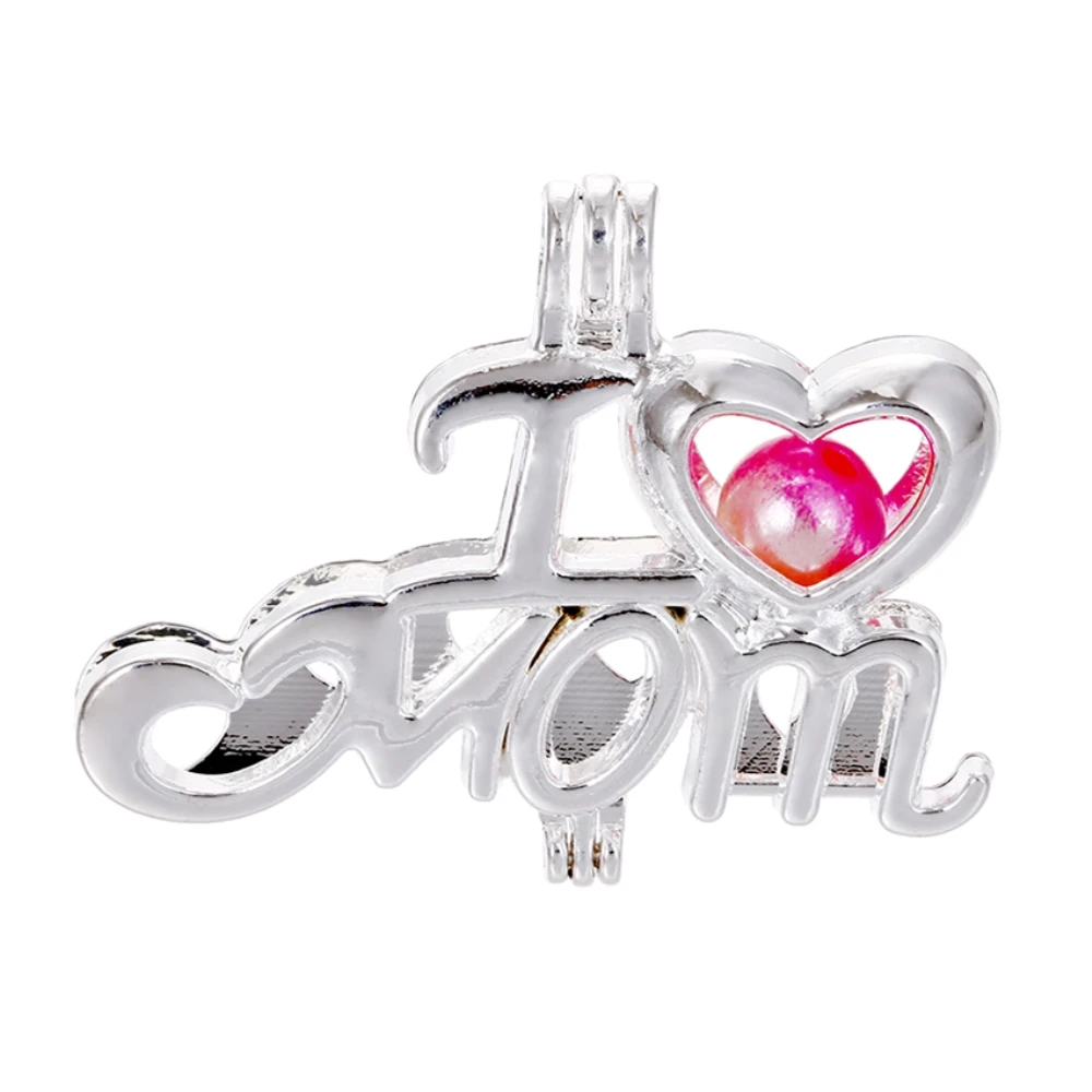 10 шт. серебряные жемчужные бусины с надписью I Love Mom клетка распылитель эфирных