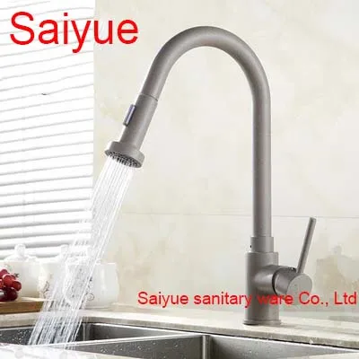 

Pull Out White Marble Stone Polished 360 Degree Rotating Brass Swivel Kitchen Sink Mixer Tap Deck Mounted Cuisine Faucet