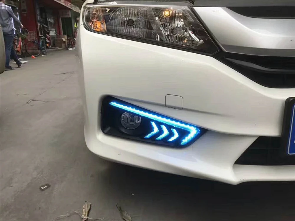 CSCSNL 2 шт. для Honda City DRL Габаритные огни дневного света 12V ABS колпак противотуманных фар пожелтеет со темно-синий