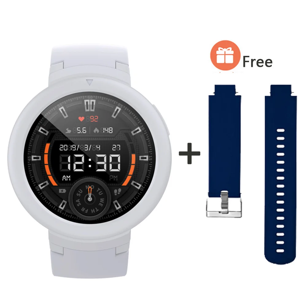 Подарочный ремешок новая версия Huami AMAZFIT Verge Lite Смарт-часы gps IP68 Водонепроницаемые мульти-спортивные Смарт-часы фитнес-трекер - Цвет: White add Deep blue