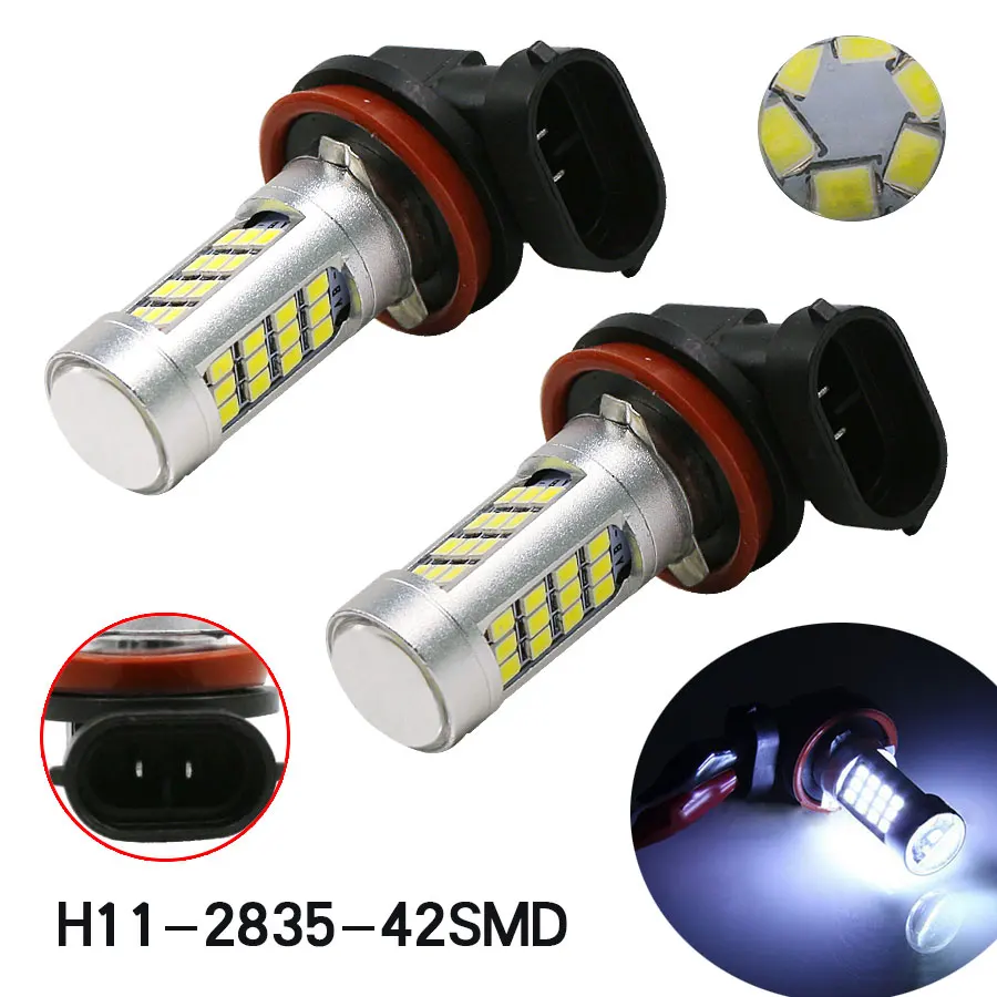 

2Pcs High Power H11 H8 9005 HB3 9006 HB4 2835 42SMD Car Projector LED Fog Light Source Bulb Auto DRL External Lights DC12V