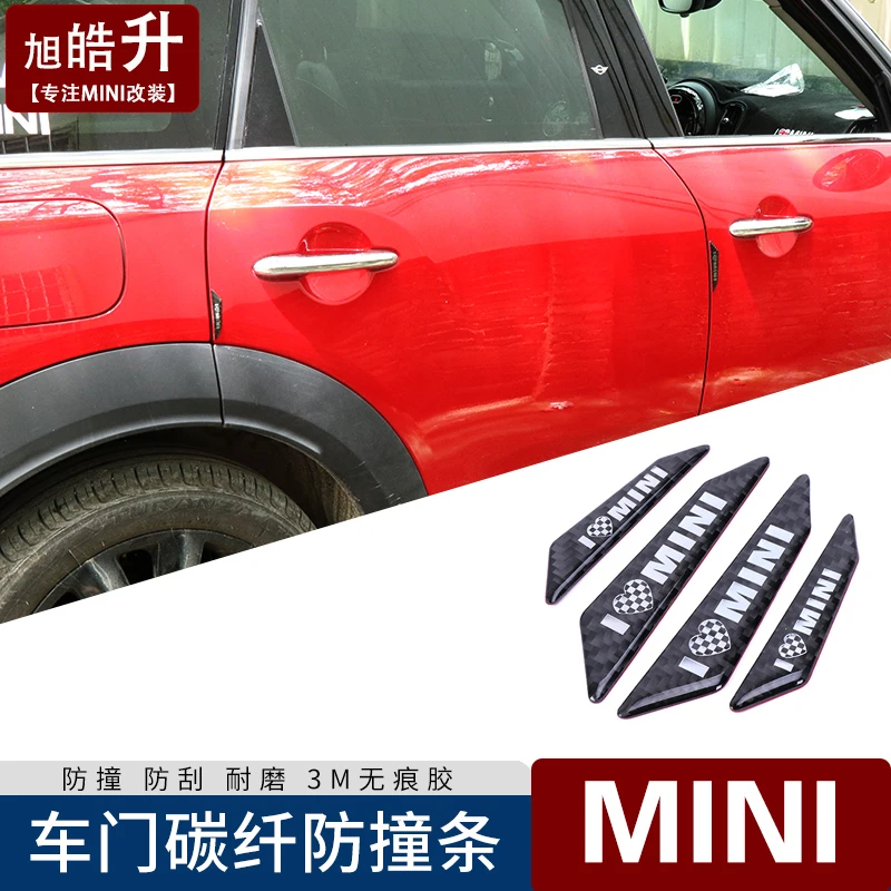 

4pcs carbon fiber Car door anti-scratch strip car stickers Badge car styling for BMW MINI cooper one F54 F55 F56 F60 R55 R56 R60