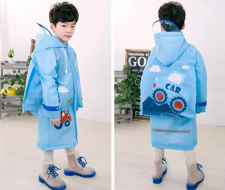 4.Students Raincoat With School Bags Cool Children Rain Coat Kids rain Jacket pocket Waterproof Rain Suit Children Raincoat Long Rain jacket