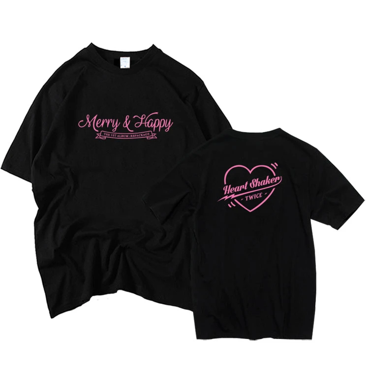 Kpop Twice Album Merry Happy Heart Shaker Same Printing O Neck Short Sleeve T Shirt For Once Summer Style Fashion T Shirt Fashion T Shirt T Shirtt Shirt Style Aliexpress