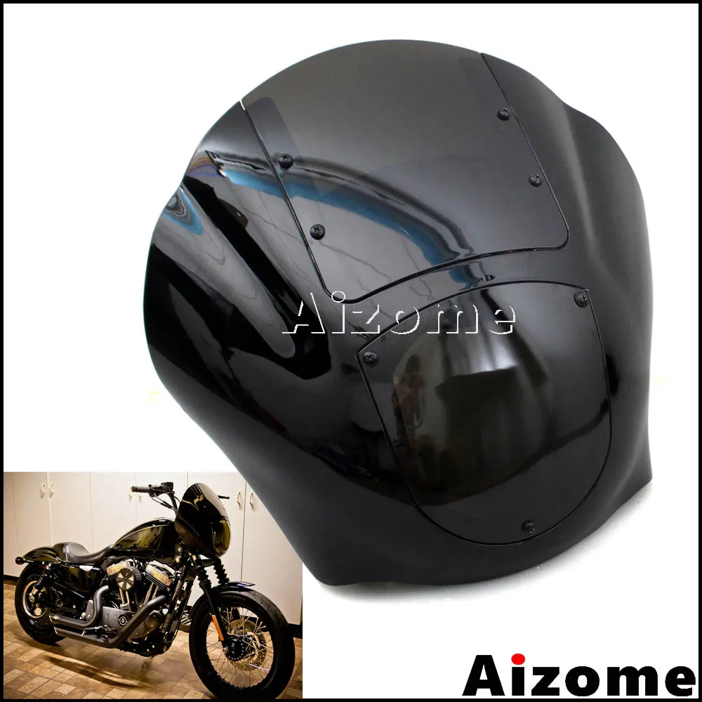 Черный обтекаемые фары четверти обтекатель для Harley XL XLH 1200 железо 883 XL883N FXR FXD Dyna