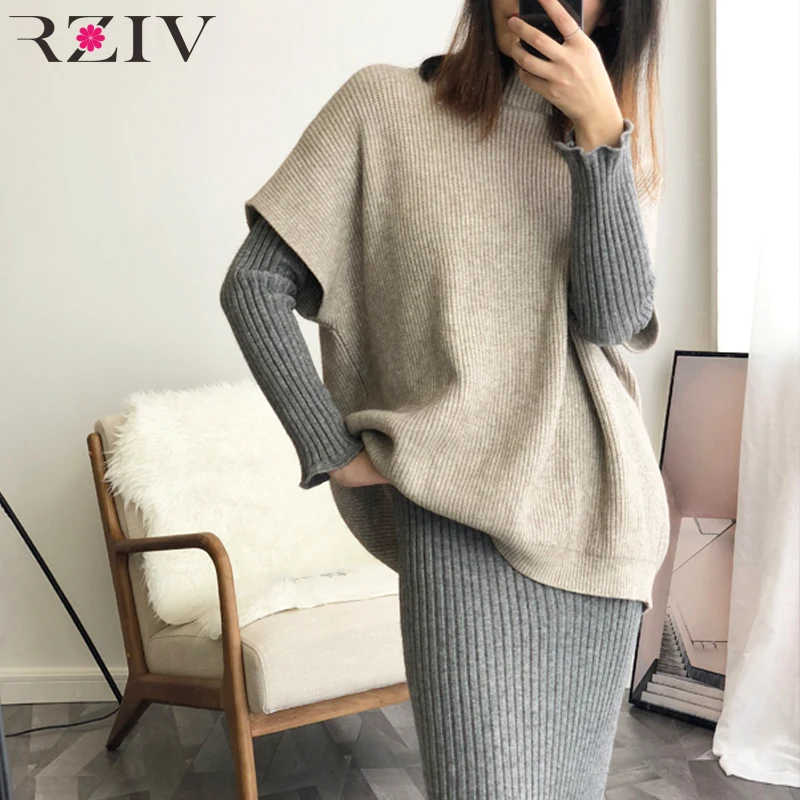 

RZIV high quality autumn sweaters fashion women pullovers top solid color knitted sweater hole design