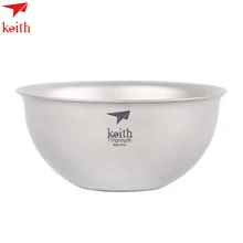 Keith Double Wall Pure Titanium Chinese Kongfu Tea Cup Water Mug Outdoor Travel Hiking Picnic Tableware kitchen accessories keith 550ml titanium bowl ultralight camping travel tableware single wall and double wall pure titanium bowls for choose
