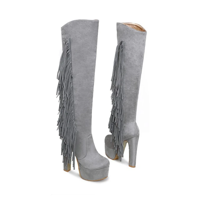 BLXQPY/Botas Mujer; большие размеры 30-47; Сапоги выше колена на очень высоком каблуке 15 см; тонкие длинные сапоги на толстой платформе 5,5 см; сезон осень-зима; 88-7