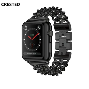 

CRESTED Stainless Steel strap For Apple Watch 4 band 44mm 40mm correa iWatch series 4 3 2 1 Link Bracelet Metal Wrist bracelet