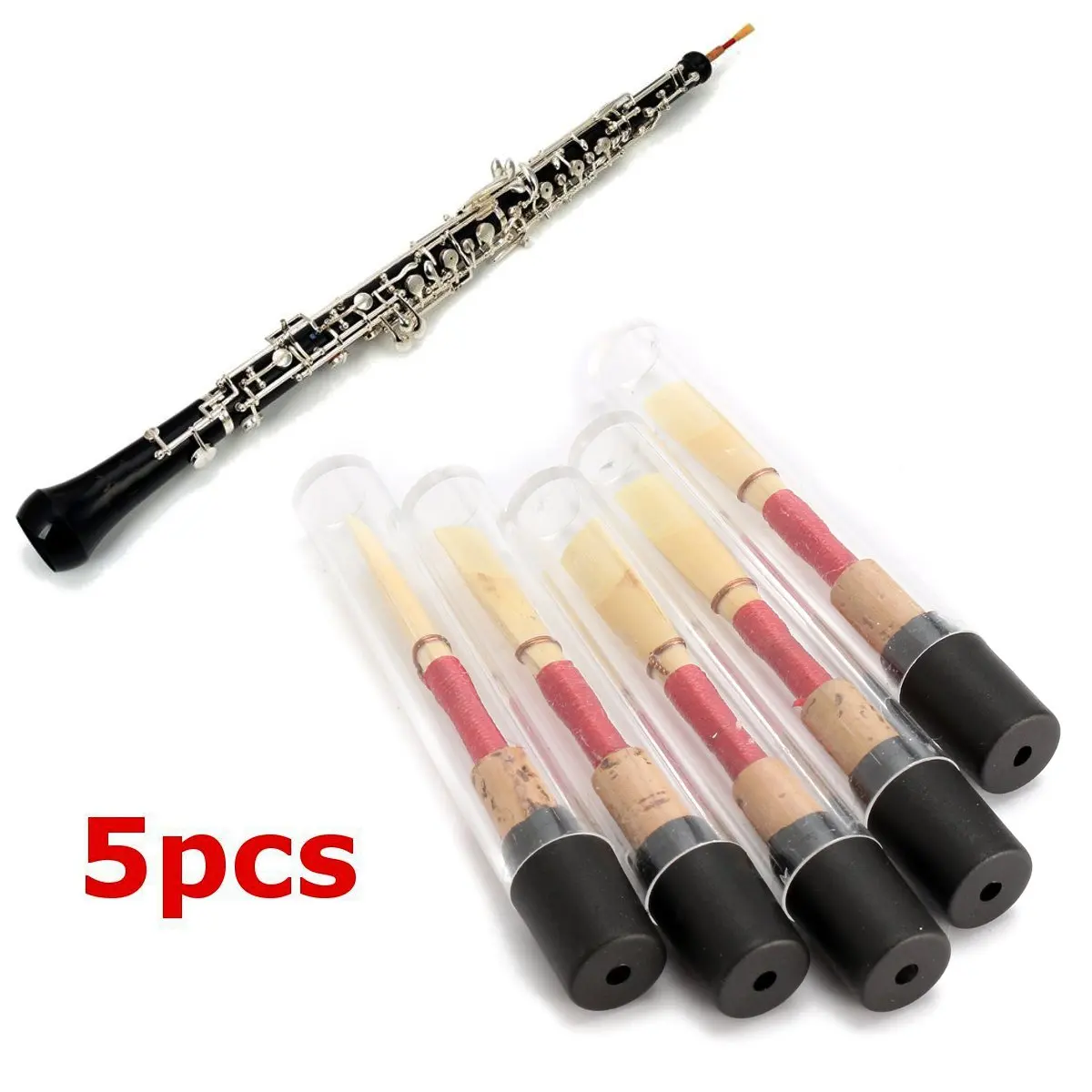 

5Pcs/set Red Handmade Pro Apprentice Oboe Reeds Soft Cork Reed for C Oboe + Case Woodwind Instruments Parts & Accessories