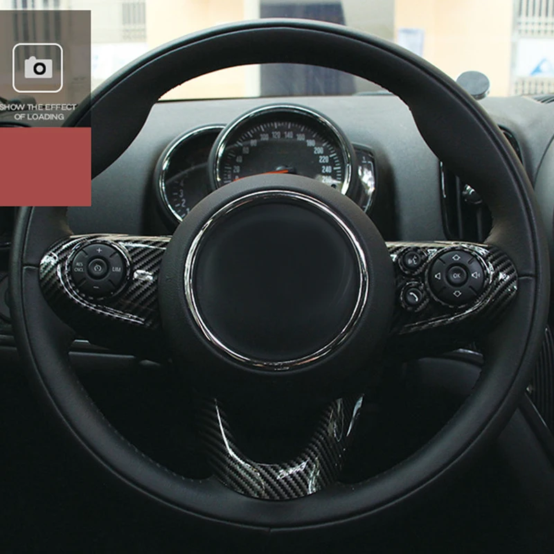 Carbon Fiber Color Interior Steering Wheel Adjustment Button Cover Trim For BMW MINI Cooper F56