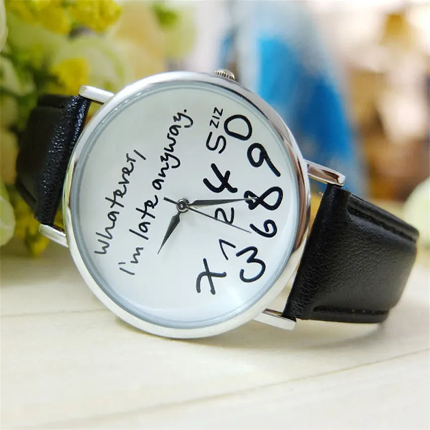 Watch Women Watches Bracelet Casual Female Clock Ladies Leather Wathever I am Late Anyway Letter Print Relogio A3