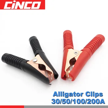 

1pair x 30 50 100 200 A AMPS Metal Alligator Clip Crocodile Electrical Clamp Testing Probe Meter Black and Red with Plastic Boot