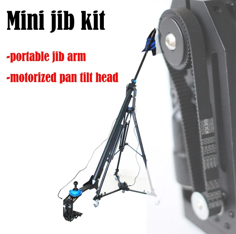 300cm complete mini Jib crane kit with motorized pan tilt head for DSLRin Photo Studio