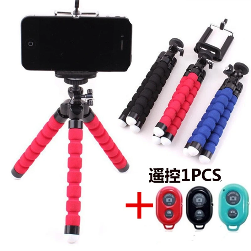 

1PS With Smart Remote Tripod With Bluetooth Remote Shutter For IPhone Camera Machine Travel Essential Phone Holder Clip Stand