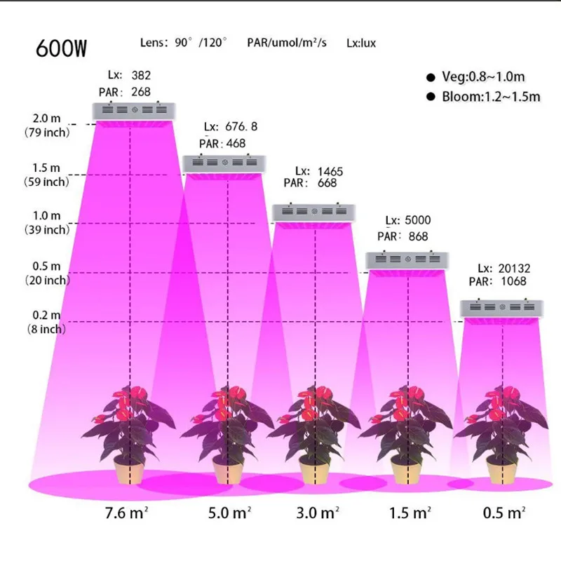 600 Вт Светодиодный светильник для выращивания растений с двойным чипом