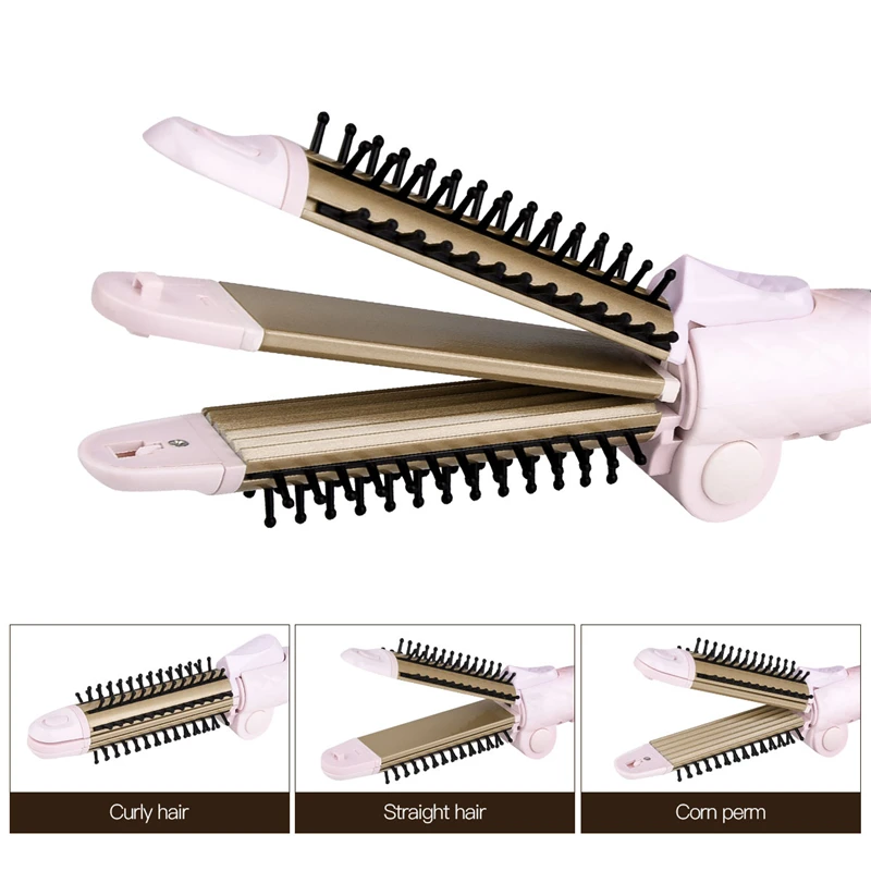 

3 in 1 Professional Hair Straightener Curler Hair Flat Iron Fast Hair Straighting Curling Iron Corrugation Foldable Hair Curler