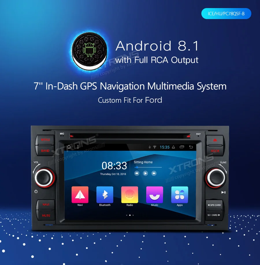 Discount XTRONS 7" Android 8.1 Car Stereo DVD Player Radio GPS Navigation WIFI TPMS for FORD Focus II C-Max 2005 2006 2007 Fusion Transit 0