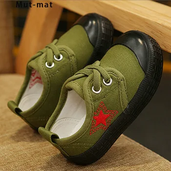 

2019 spring army green children canvas shoes camouflage a pedal children's shoes