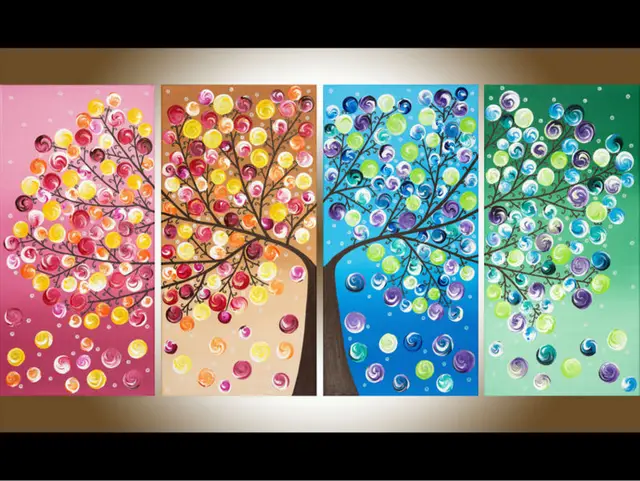 free shipping 4 panel money tree painting canvas wall art picture