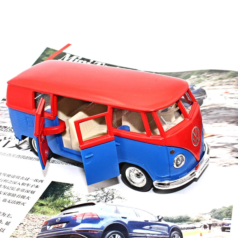 

1:36 VW T1 Bus Diecast car model kids toys Collection model car decoration Open the door Pull back metallic material toy car