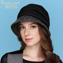 Charles Perra осенне-зимняя женская шапка, новая модная кепка s, Повседневная Элегантная Дамская маленькая шапка-ведро, теплая шерстяная Кепка 3250