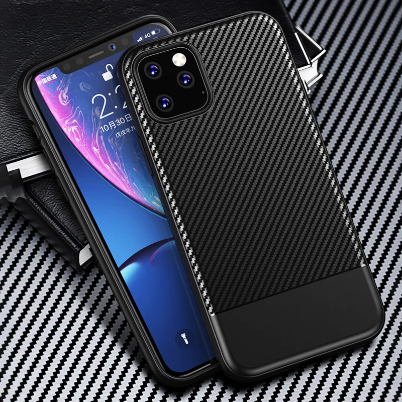 Матовый чехол из углеродного волокна для iPhone 11 Pro Max XS XR X 8 7 Plus Мягкий