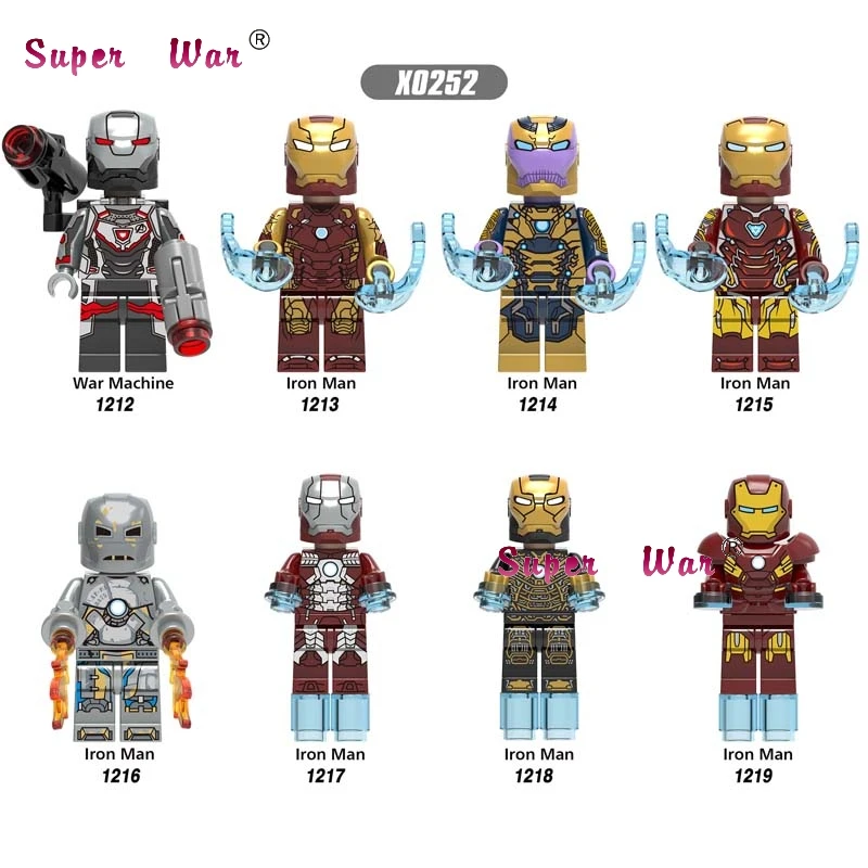 

50pcs Super Hero Marvel Avengers 4 Endgame Iron Man War Machine MK1 MK5 MK7 MK41 MK46 MK85 figure building block children toys