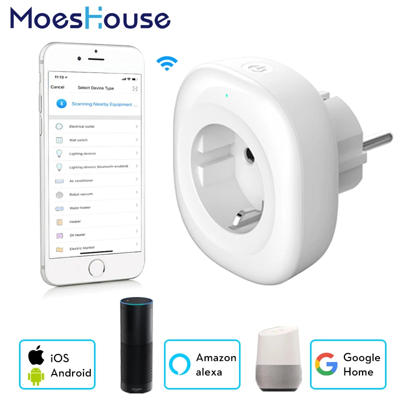 

Wifi Smart Socket EU Plug Mobile APP Remote Control Works with Amazon Alexa Google Home No Hub Required with USB Output