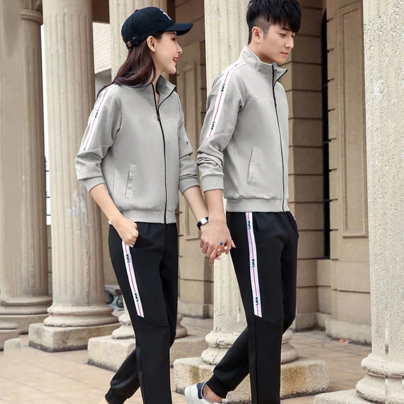 

Sports suit spring and autumn sweater outdoor running men and women couple Korean version of the team uniform casual two-piece