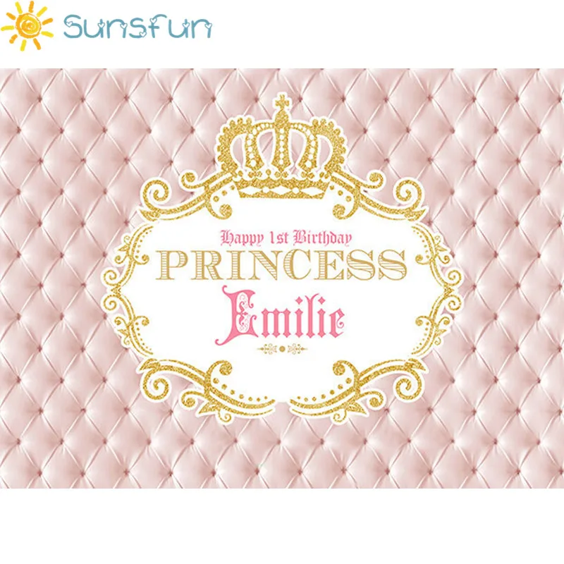 Sunsfun 7x5 футов, розовая Золотая Корона с днем рождения, для девочек, на заказ, для студийной фотосъемки, Виниловый фон, 220x150 см