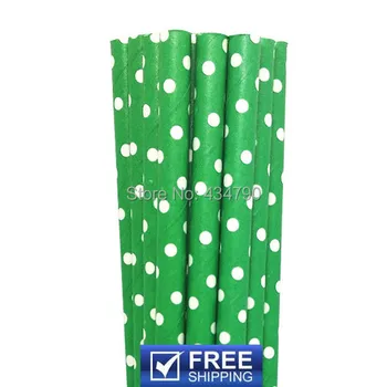 

200pcs Kelly Green Paper Straws Polka Dot,Christmas Small Tiny Swiss Dot Party Cake Pop Sticks,Party Supplies Decorations