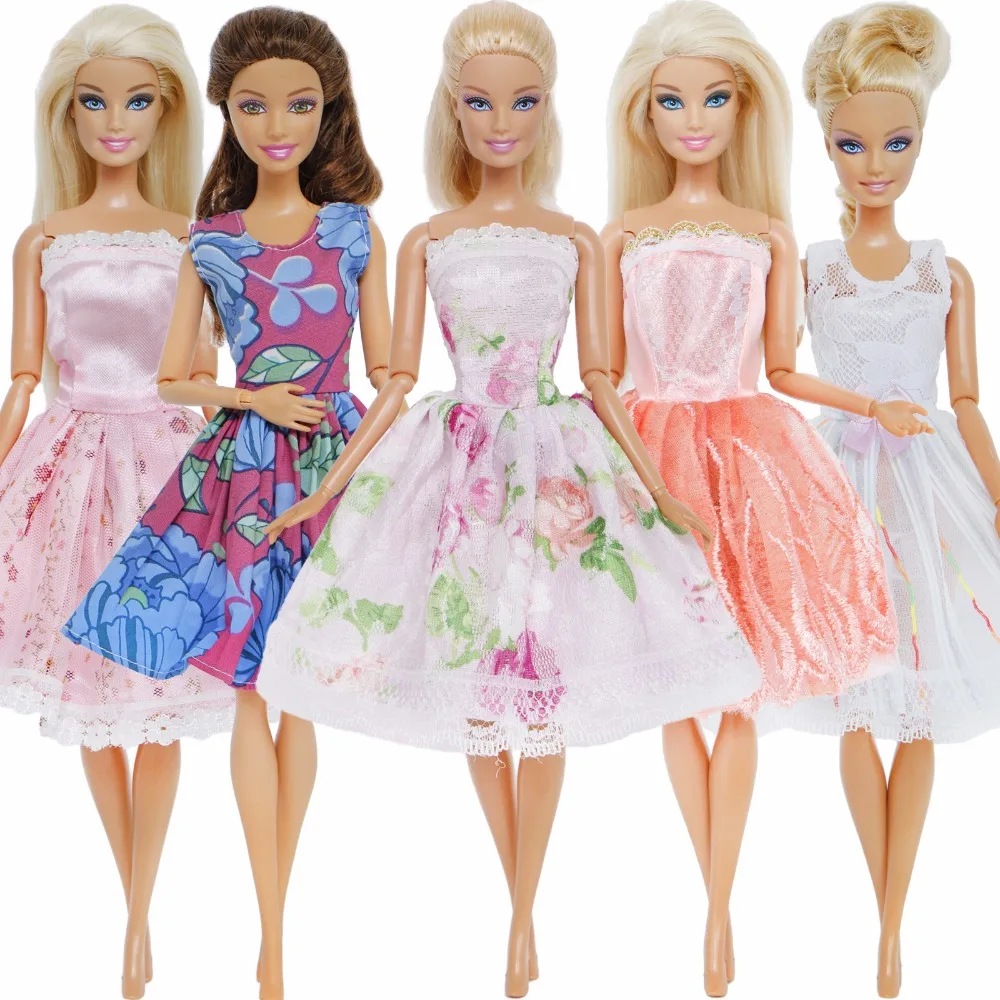 5 Sets/Lot Mixed Style Dress Daily Casual Wear Lace Wedding Party Gown Princess Skirt Accessories Clothes For Barbie Doll Gift 5 Sets/Lot Mixed Style Dress Daily Casual Wear Lace Wedding Party Gown Princess Skirt Accessories Clothes For Barbie Doll Gift