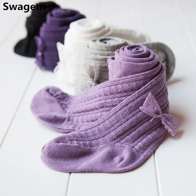 

0-6 Years Tights for Girls Winter Baby Solid Color Cute Bow Stockings Newborn Baby Soft Knitted Pantyhose Kids Clothing D0633