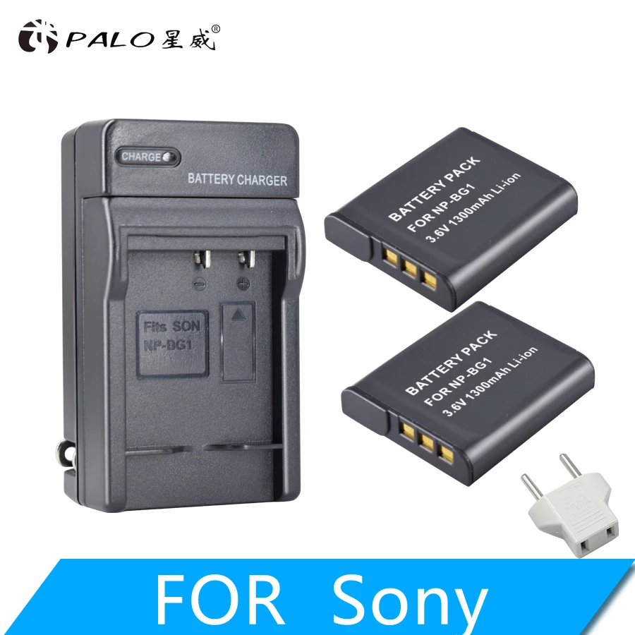 2x1300 mAh NP BG1 NPBG1 батарея + зарядное устройство для Sony DSC H3 H7 H9 H10 H20 H50 H55 H70|Цифровые