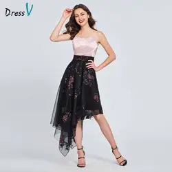 Dressv homecoming платье бретельках Складки с рюшами без рукавов линия печати на молнии homecoming & Выпускные платья