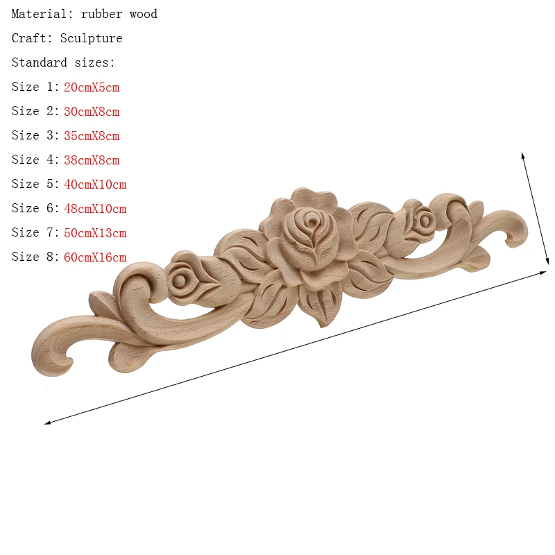 The Unpainted Wood Carving Stamp Applique Decorative Crafts Furniture Closet Door Frame Ornament Crafts Resin Crafts Wooden Figurine Crafts Glass Fruit Pendants