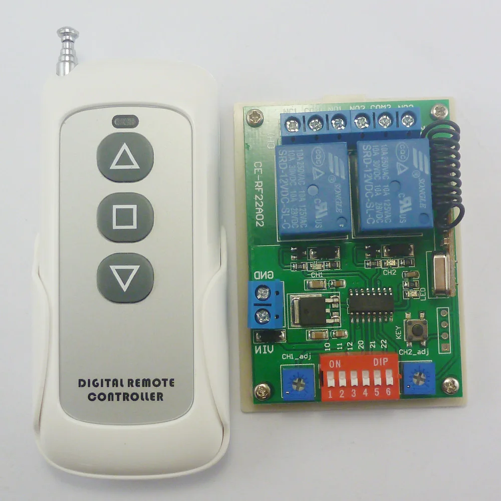 

DC12V 433M RF Wireless Adjustable Delay time Motor 4 Buttons Receiver Reverse Polarity Rotation RS360