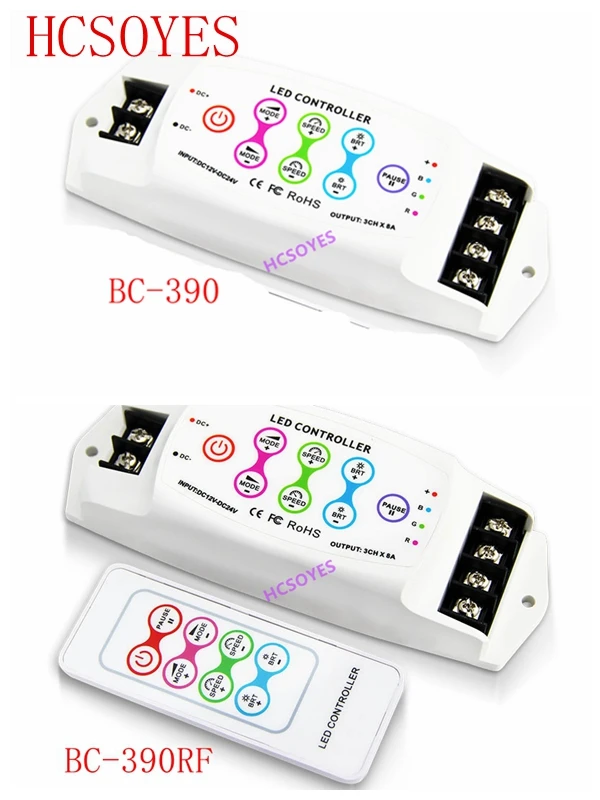 

BC BC-390/BC-390RF 8A/CH*3 Multi-function Magic dream color RGB LED Controller wirless remote DC12V-24V/DC5V-24V for led strip