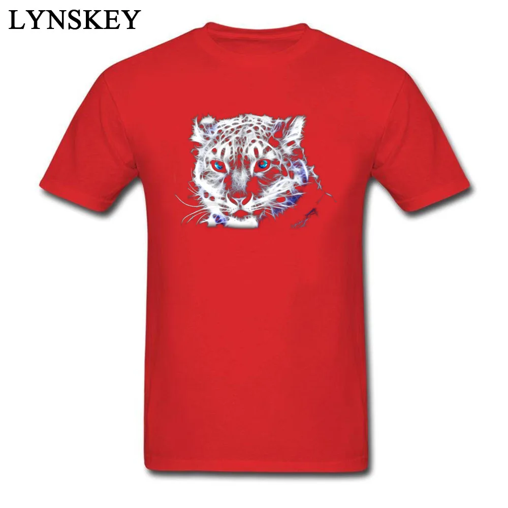 Casual Men's Snow Leopard Fractal T-shirts Coupons Summer Autumn Short Sleeve Round Collar 100% Cotton Tops T Shirt Printing Tee-Shirts red