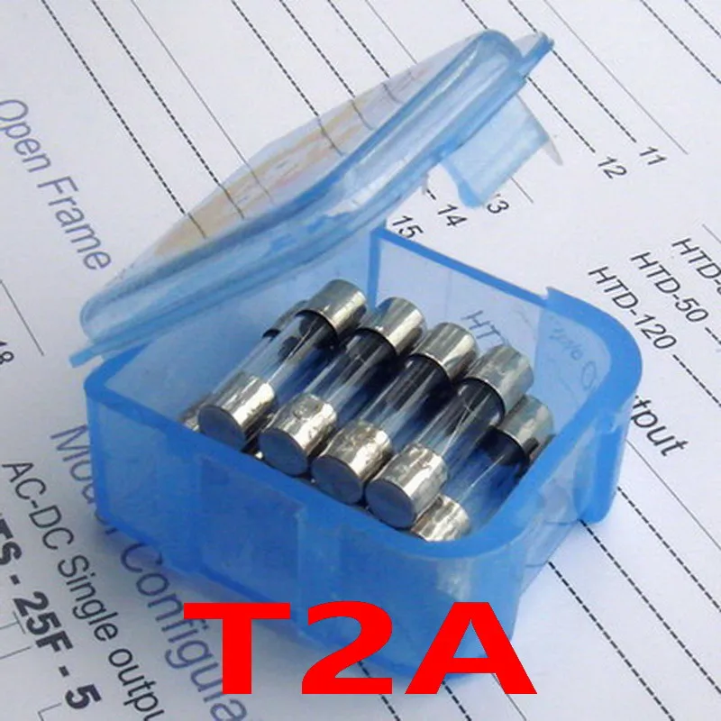 

(10 pcs/lot) T2A 250V 5 x 20mm Slow Blow Glass Tube Fuse, UL VDE RoHS Approved, 2A, 2 Amp.