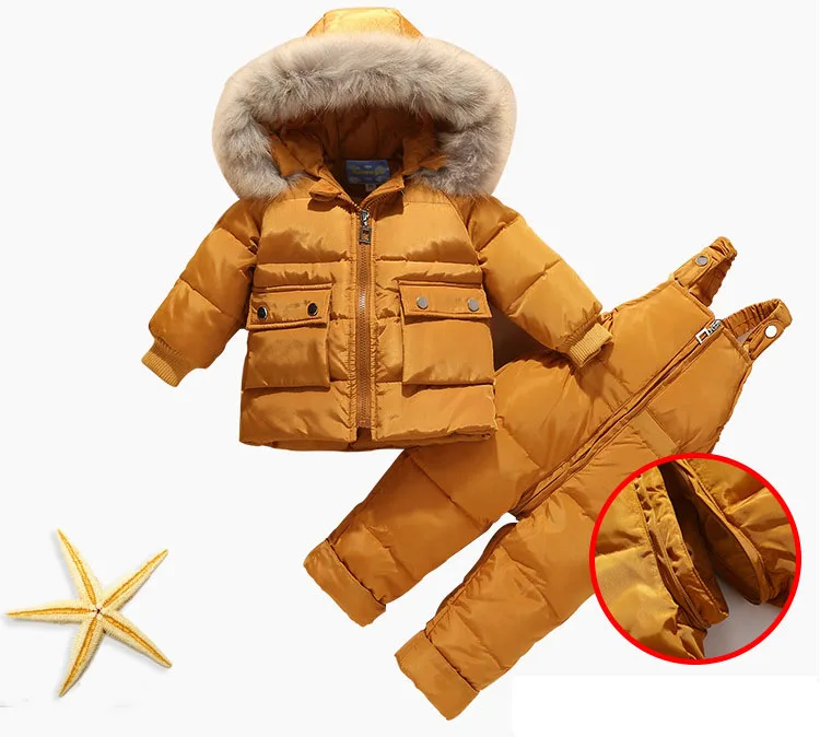 New Winter 2018 Baby Clothes Sets Boy & Girl Duck Down Fur Hooded Jacket And Pants Clothing Suits Kids Thick Warm Two-Piece Sets (13)