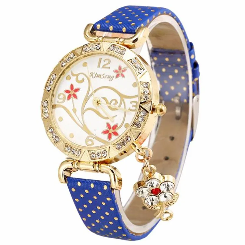 Montre Femme, женские часы, новая мода, кожаный ремешок, браслет, часы, Роскошные, стразы, подвеска, женские наручные часы, новые Relojes# W - Цвет: Синий