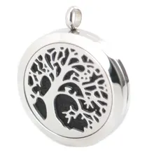 Silver Jewelry Tree of Life Aromatherapy Essential Oils Stainless Steel pendant Perfume Diffuser Locket Necklace