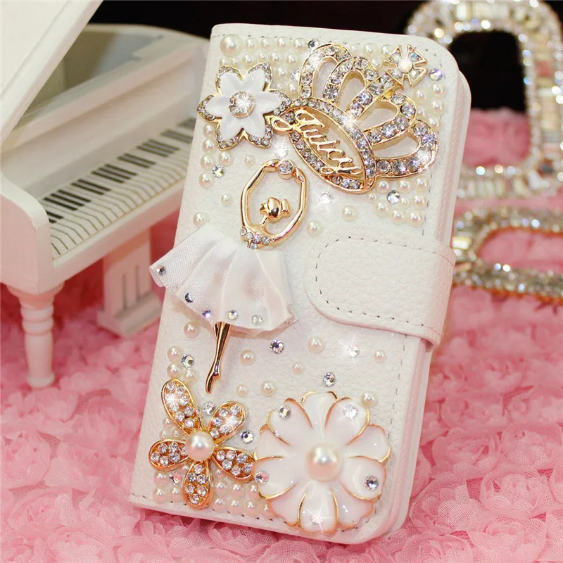 

For iPhone 6 6S 7 8 Plus X XS MAX XR For Samsung S6 S7 S8 S9 Plus Note 8 9 Rhinestone Crown PU leather Wallet Case Holster Bags