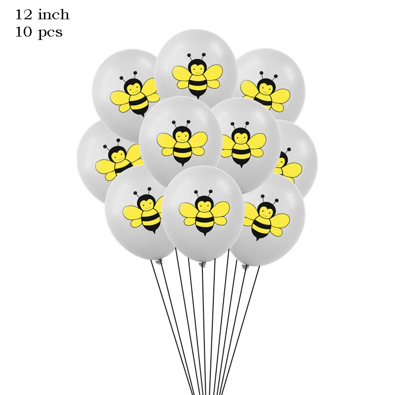 Leeiu/Детские воздушные шары из фольги с изображением божьей коровки и пчелы на день рождения, желтые шары в горошек, латексные воздушные шары с изображением животных на день рождения