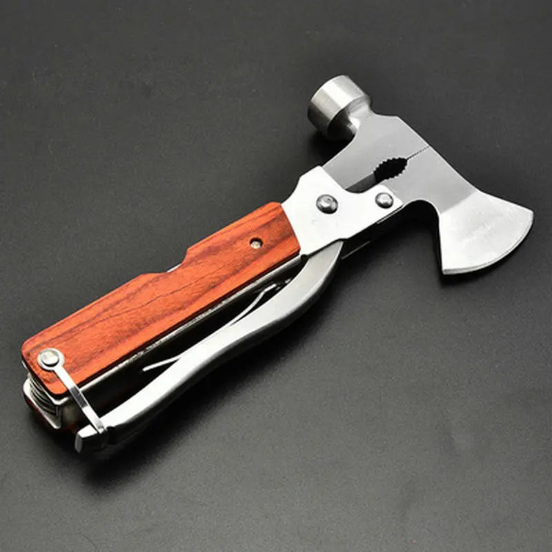 

Mini Ax Portable Stainless Steel Construction Wood Inlay Handle Multitool Axe Outdoor Camping Hammer Hatchet Tool Hand Tools