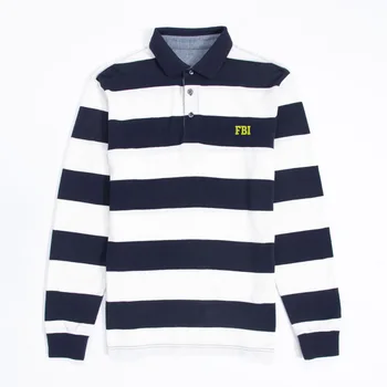 

Mens Fbi Federal Agent Embroidered Knit Striped Long Sleeve Polo Shirts